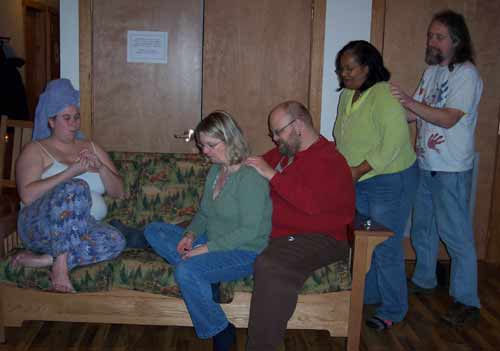 Massage Train in Lodge Living Room